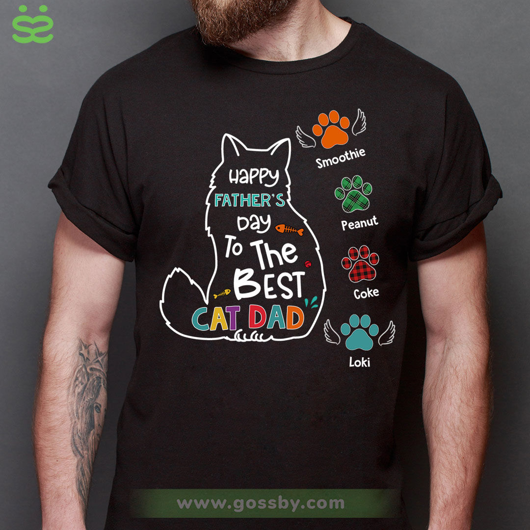 Personalized Shirt - Cat Shirt 4137B - Happy Father's Day To The Best Cat Dad 2_1