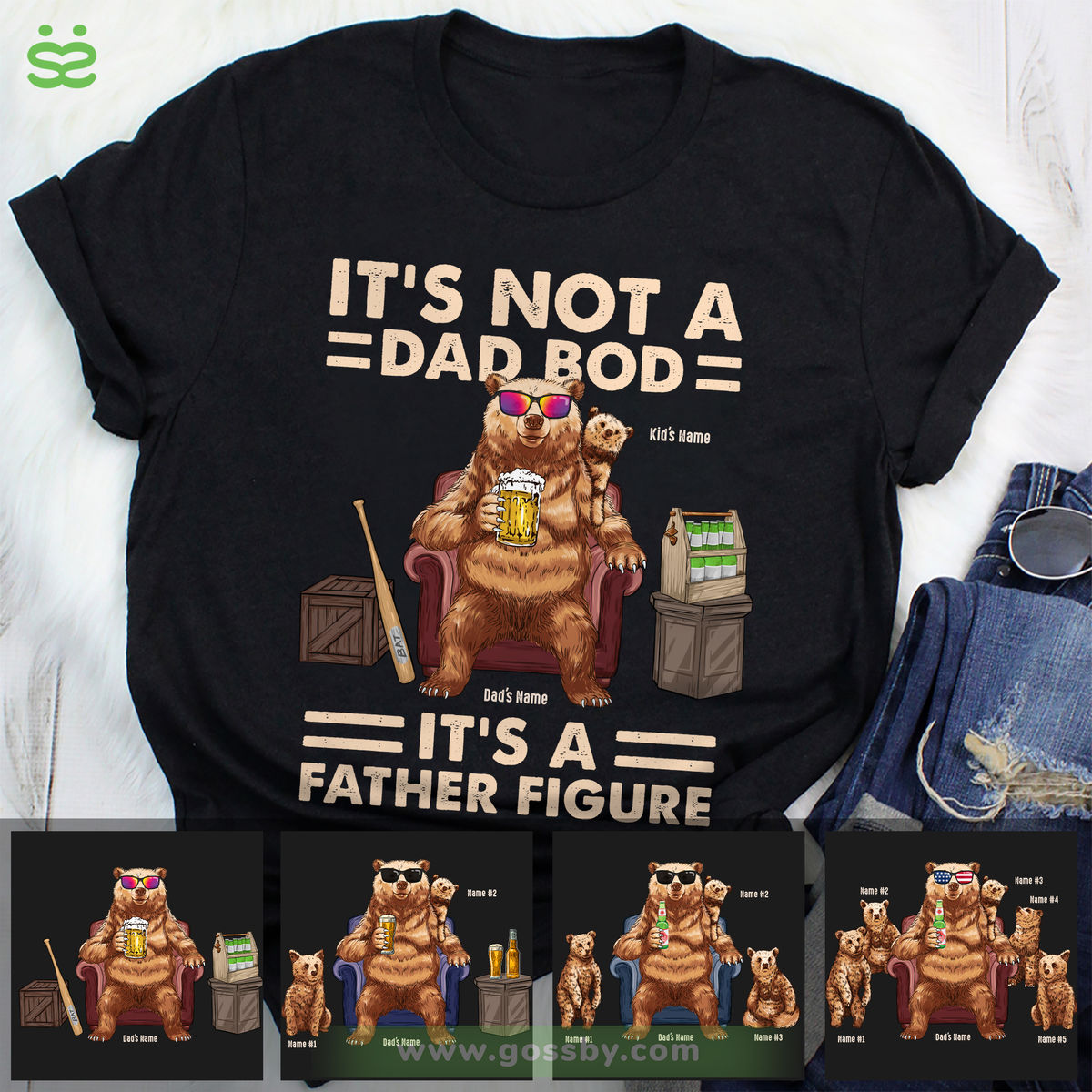 Personalized Shirt - Father & Kids - It's Not A Dad Bod, It's A Father Figure