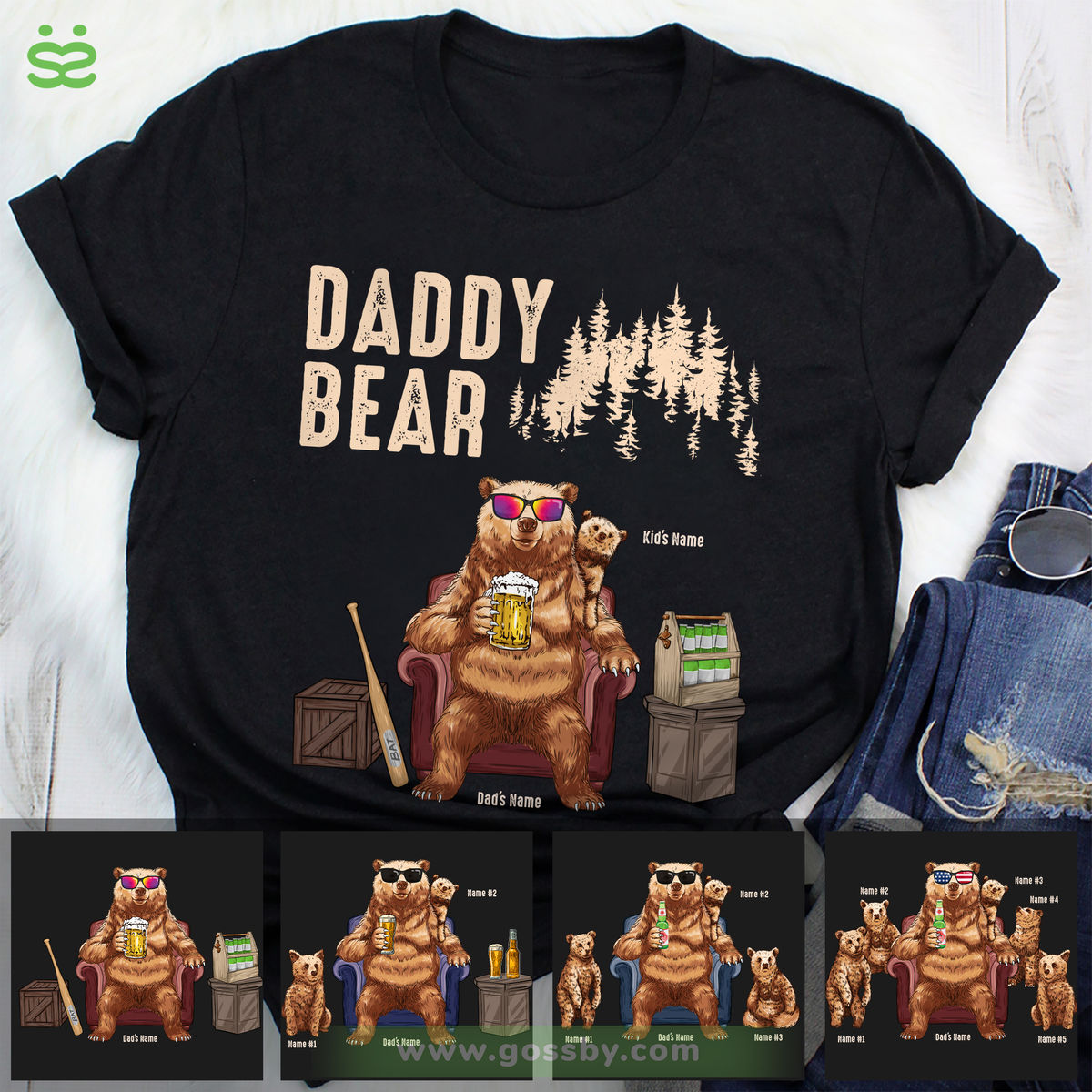 Personalized Shirt - Father & Kids - Daddy Bear