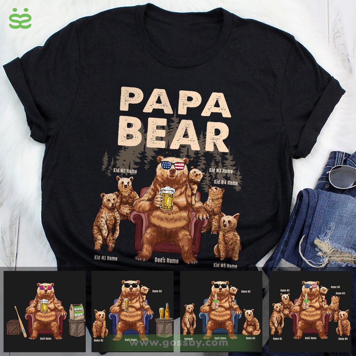 Papa Bear Personalized T-Shirt