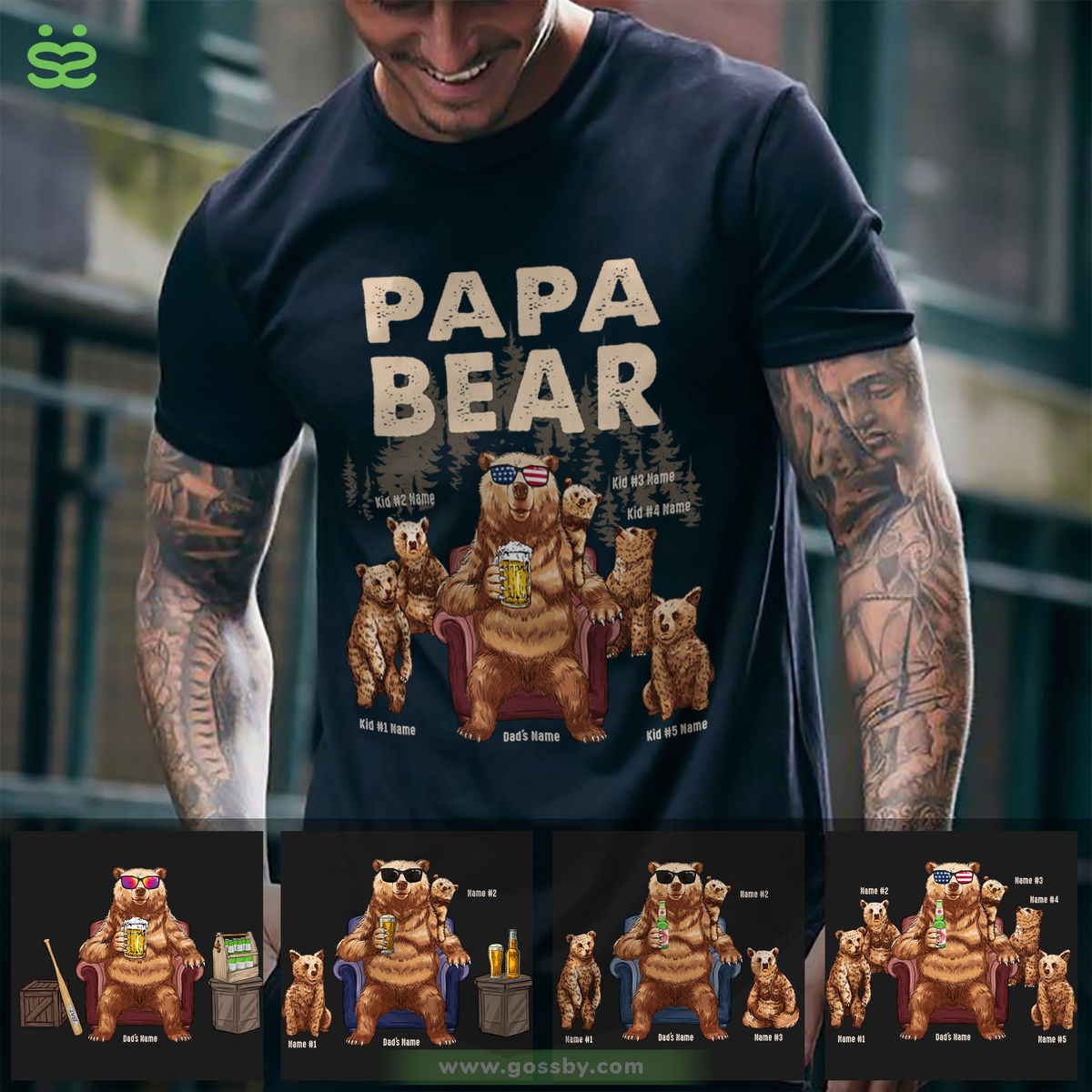 Father & Kids - Papa Bear | Personalized T-shirt_1