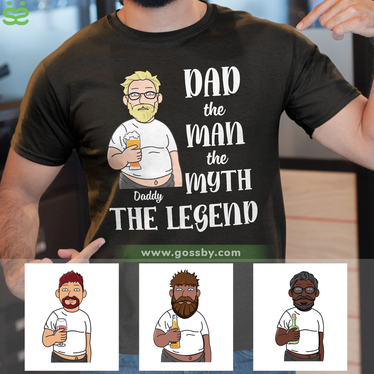 Personalized Shirt - Funny Dad - Dad The Man The Myth The Legend (Black)