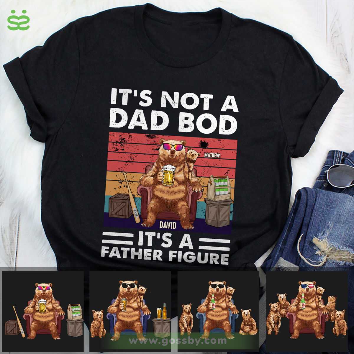 Personalized Shirt - Father & Kids - It's Not A Dad Bod, It's A Father Figure (Retro)_1
