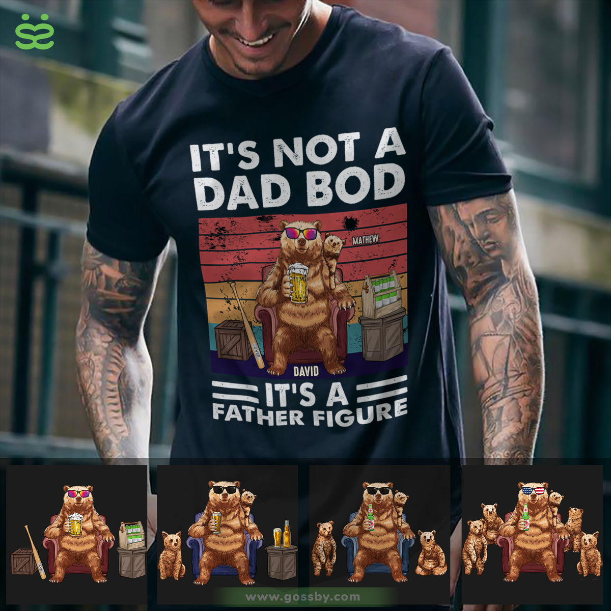 Personalized Shirt - Father & Kids - It's Not A Dad Bod, It's A Father Figure (Retro)