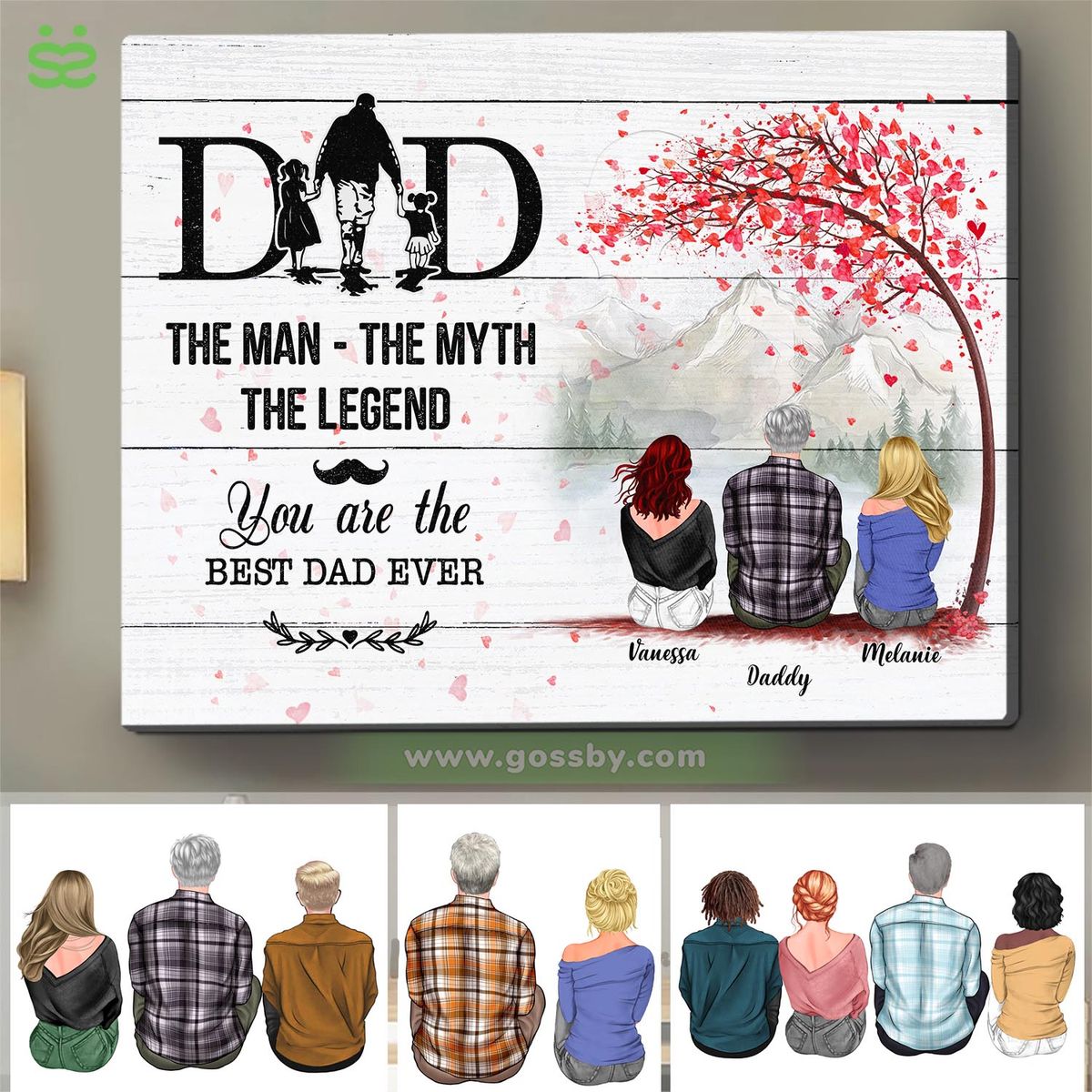 Family - Dad, The Man The Myth The Legend. You are the best Dad ever - White Wooden Canvas - 2DWOM - Personalized Wrapped Canvas