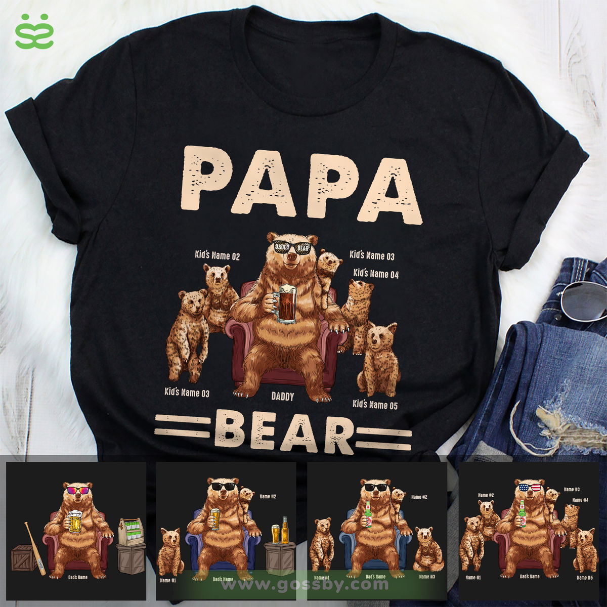 Personalized Shirt - Father & Kids - Papa Bear (Ver 2)