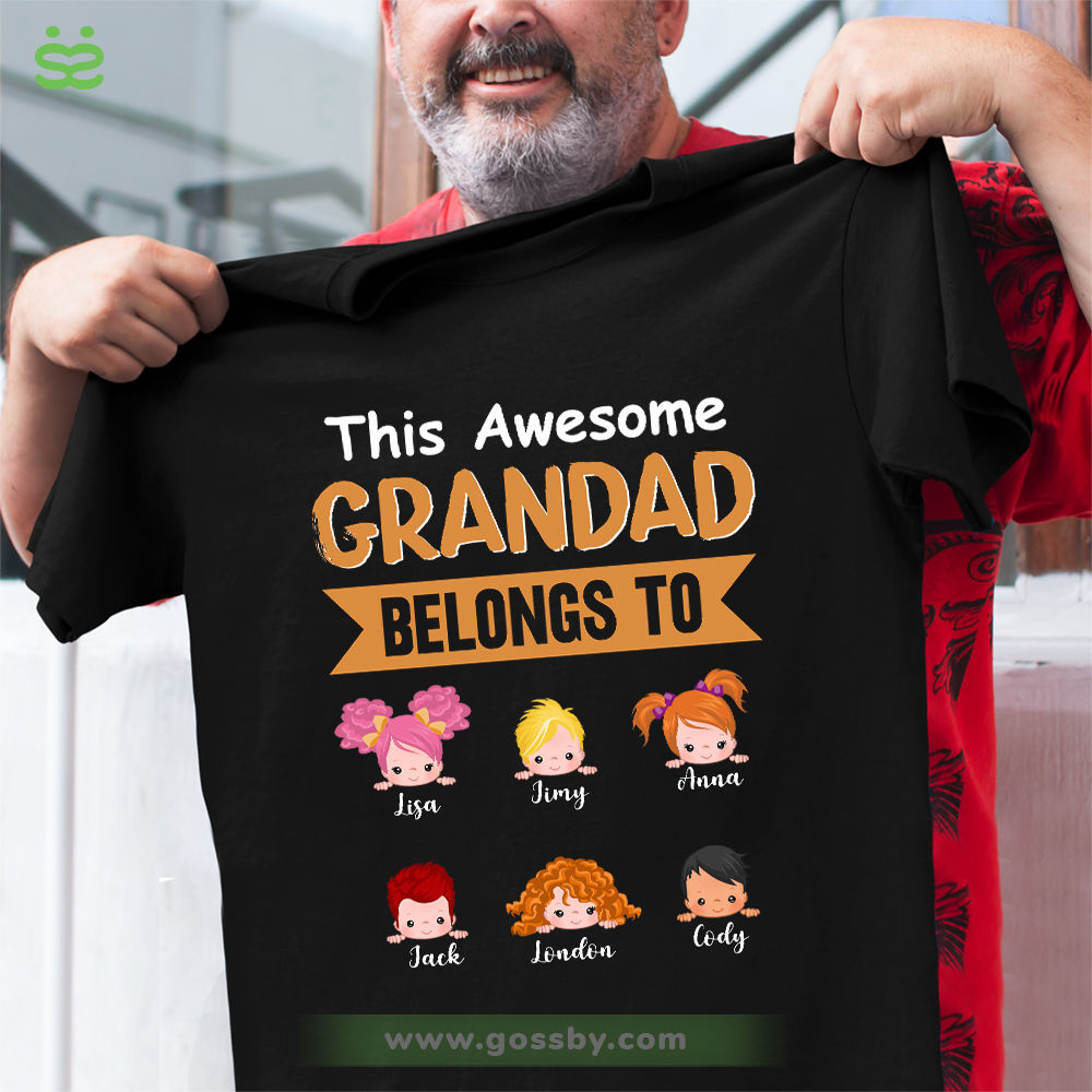 TShirt- Up do 9 kids - This Awesome Grandad belongs to | Personalized T-shirt_1