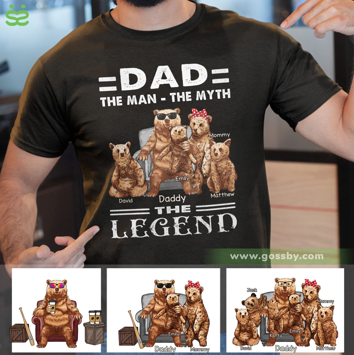 Personalized Shirt - Papa Bear - DAD: The Man - The Myth - The Legend