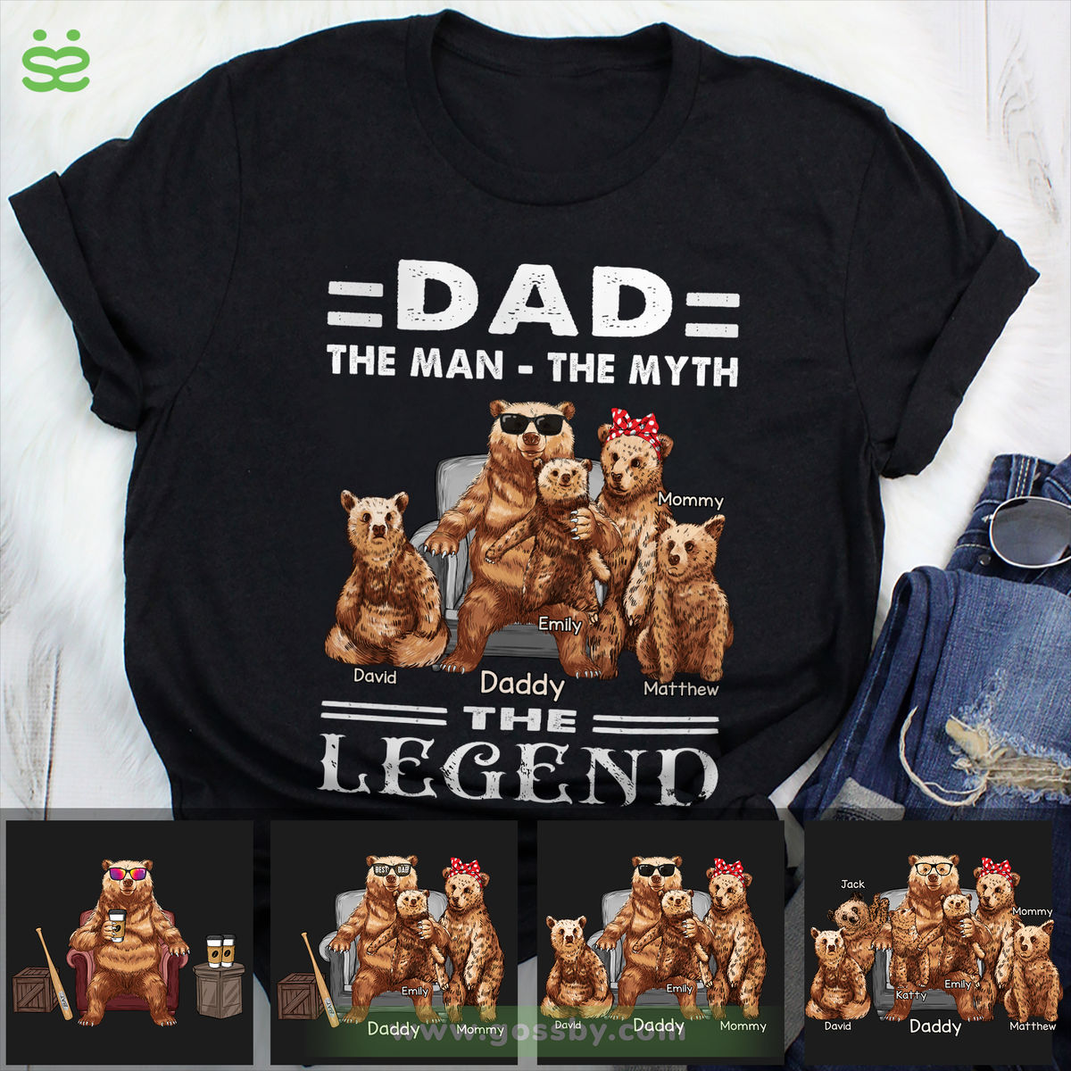 Personalized Shirt - Papa Bear - DAD: The Man - The Myth - The Legend_1