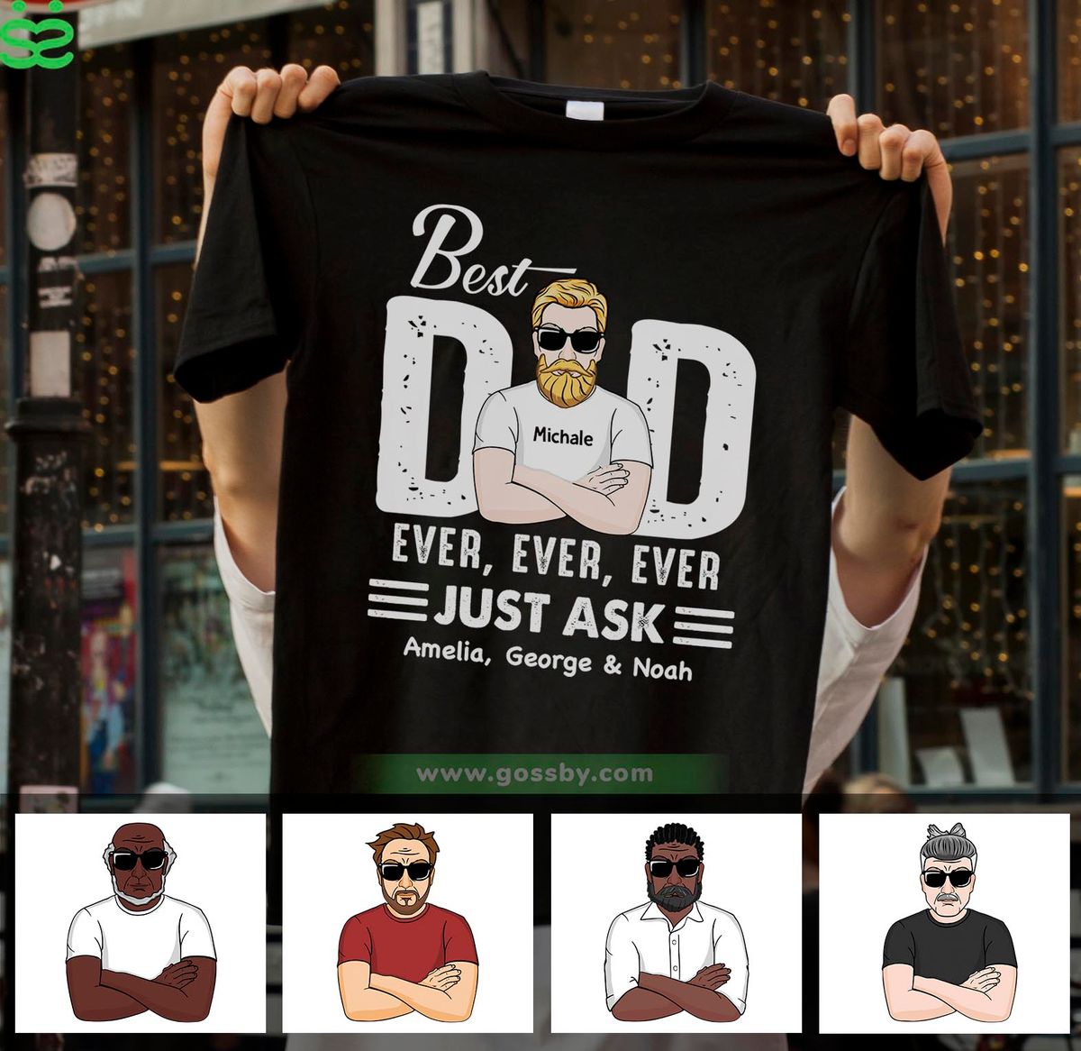 Personalized Shirt - Cool PAPA - Best Dad Ever, Ever, Ever Just Ask - Black Shirt_3