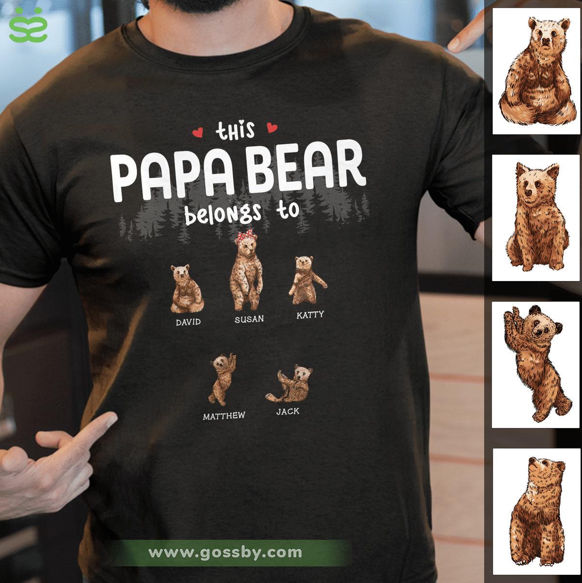 Papa Bear - This PaPa Bear belongs to (Up to 10 Members) Father's Day Gift, Gifts For Dad, Daughter, Son - Personalized Shirt_1