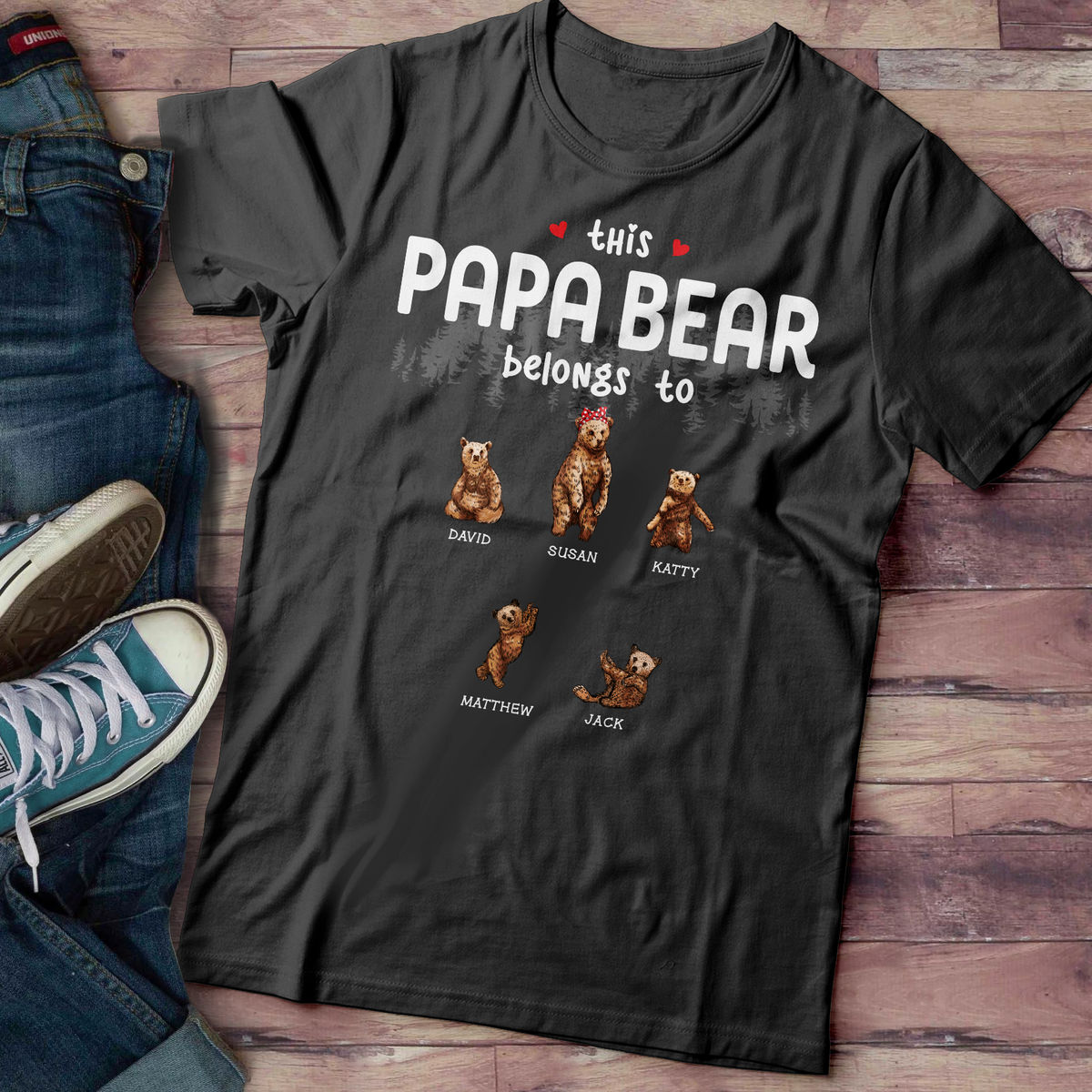 Papa Bear - This PaPa Bear belongs to (Up to 10 Members) Father's Day Gift, Gifts For Dad, Daughter, Son - Personalized Shirt_2