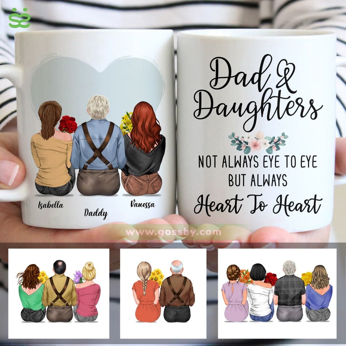 Personalized Mug - Father's Day Gifts - Dad and Daughters Not Always Eye To Eye But Always Heart To Heart (Heart) - Gifts For Dad_1