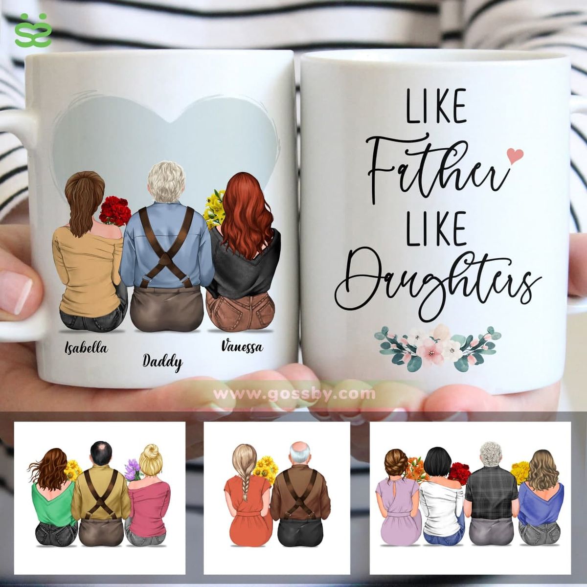 Father's Day - Like Father Like Daughters (Heart) | Personalized Mugs | Gossby_1