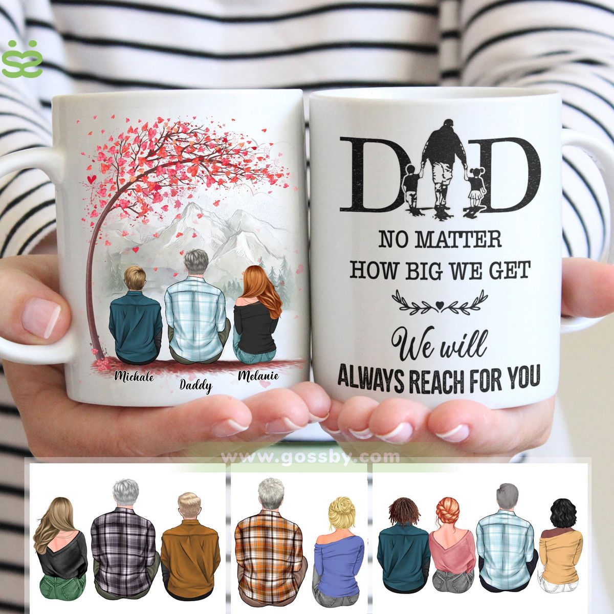 Personalized Mug - Father's Day Gifts - Dad & Children - Dad, No matter how big we get. We will always reach for you 2 - Mugs 1D1S