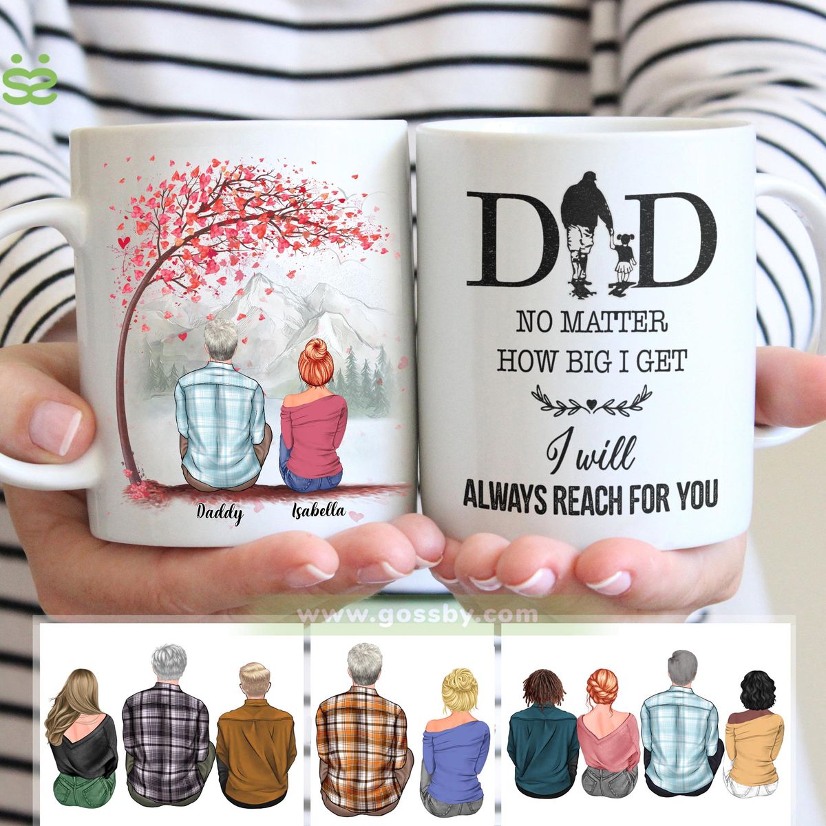 Personalized Mug - Dad & Children - Dad, No matter how big i get. I will always reach for you - Mugs 1D