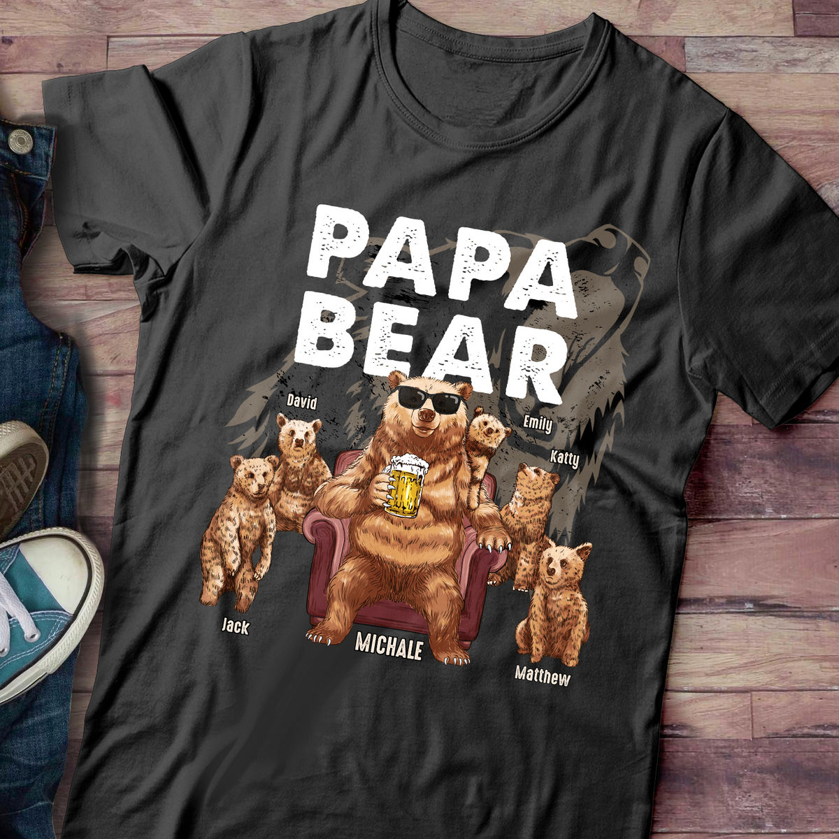Personalized Shirt - Father & Kids - Papa Bear - v3