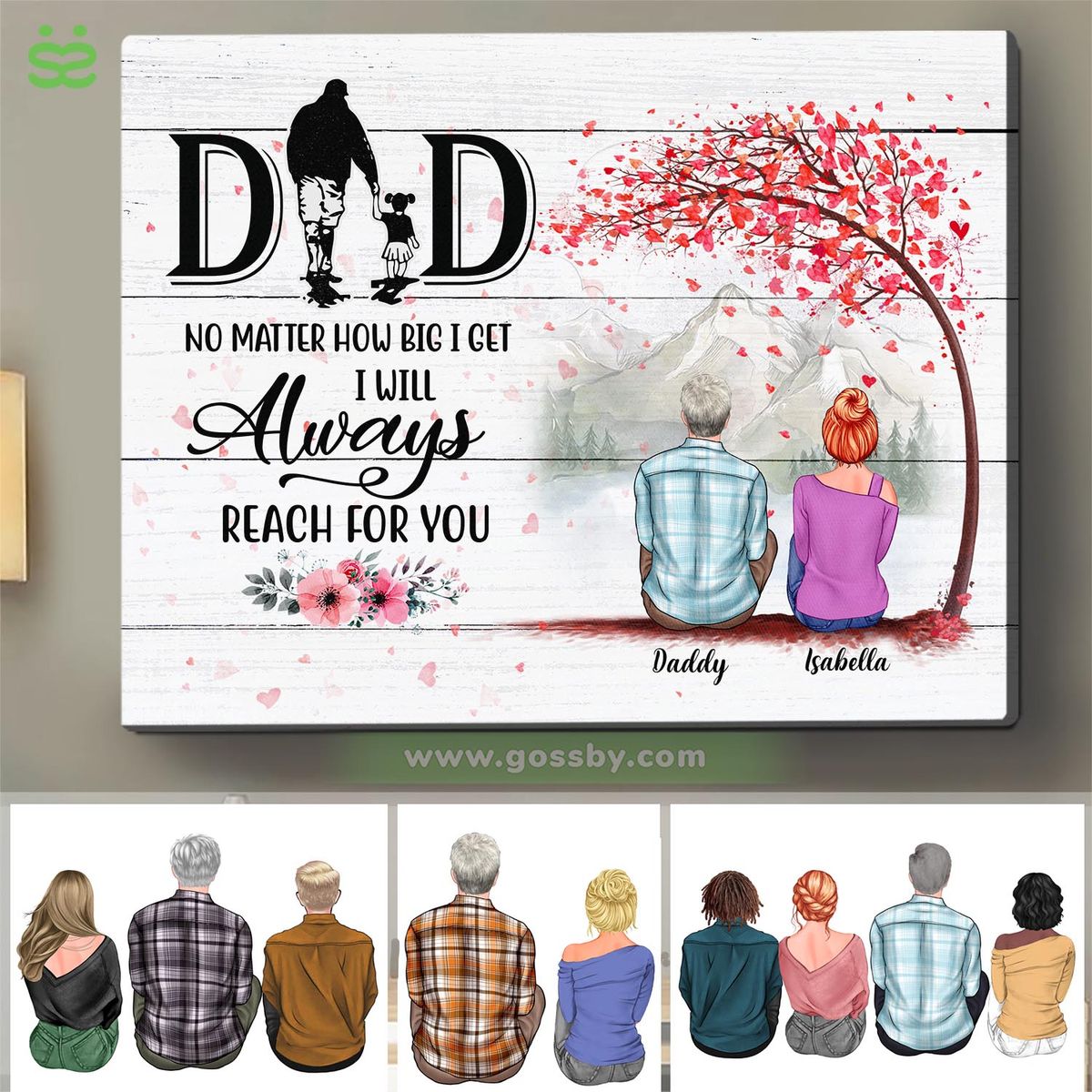 Personalized Wrapped Canvas - Father's Day - Dad, No matter how big we get. We will always reach for you - 1D Canvas Ver 2