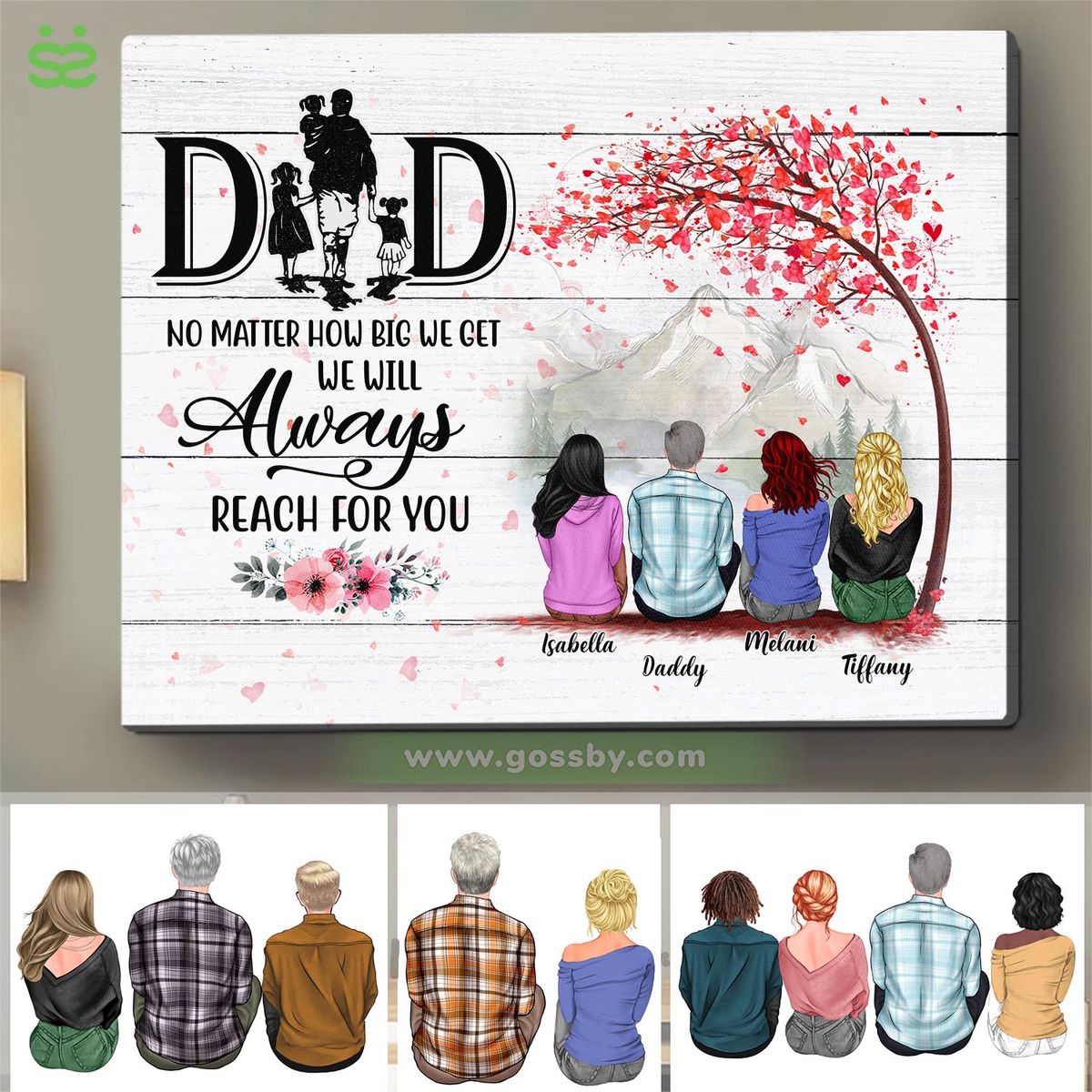 Personalized Wrapped Canvas - Father's Day - Dad, No matter how big we get. We will always reach for you - 3D Canvas Ver 2