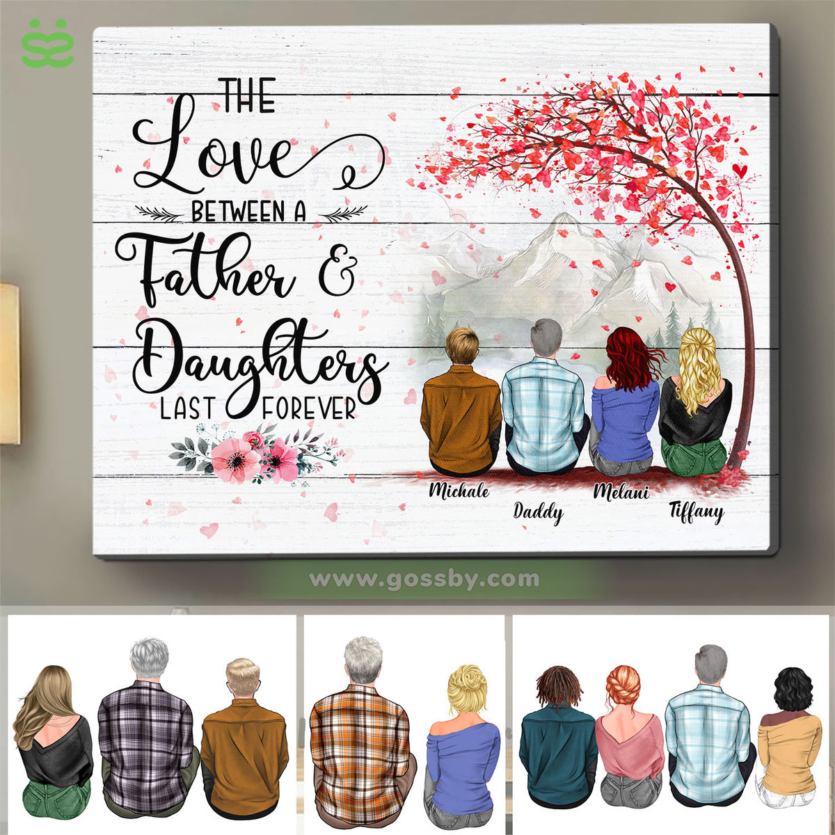 Father's Day - The Love Between Father & Children Lasts Forever - 2D1S Canvas BG1 New - Personalized Wrapped Canvas