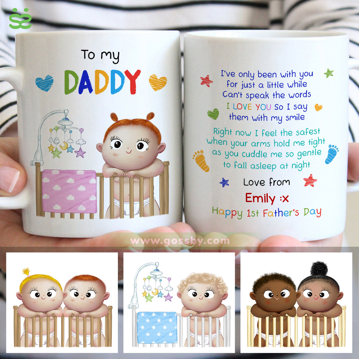 Personalized Mug - First Father's Day - Daddy, I've been with you for just a little while. Can't speak the words I love you Big. So I say them with my smile (Full-v2)