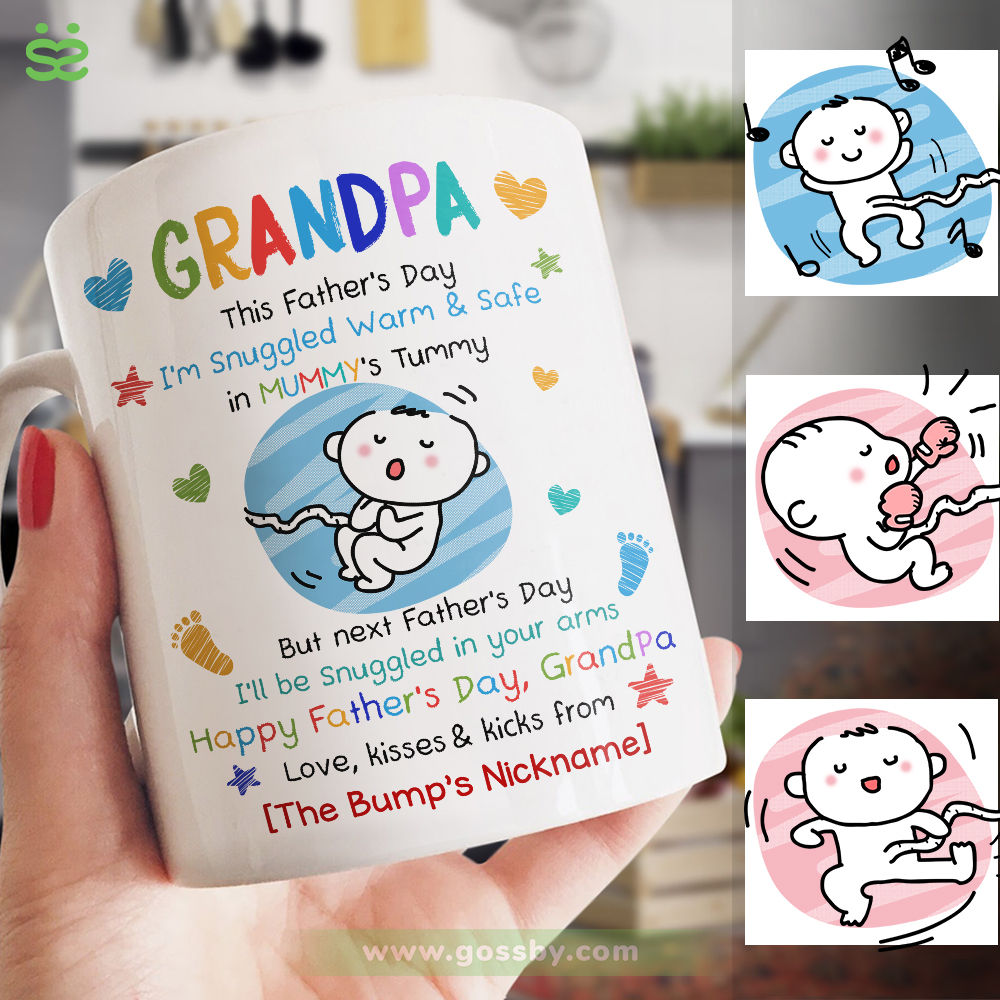 Personalized Mug - From The Bump - GrandPa, This Father's Day I'm Snuggled Warm & Safe In Your Tummy. But next Father's Day, I'll be Snuggled in your arms