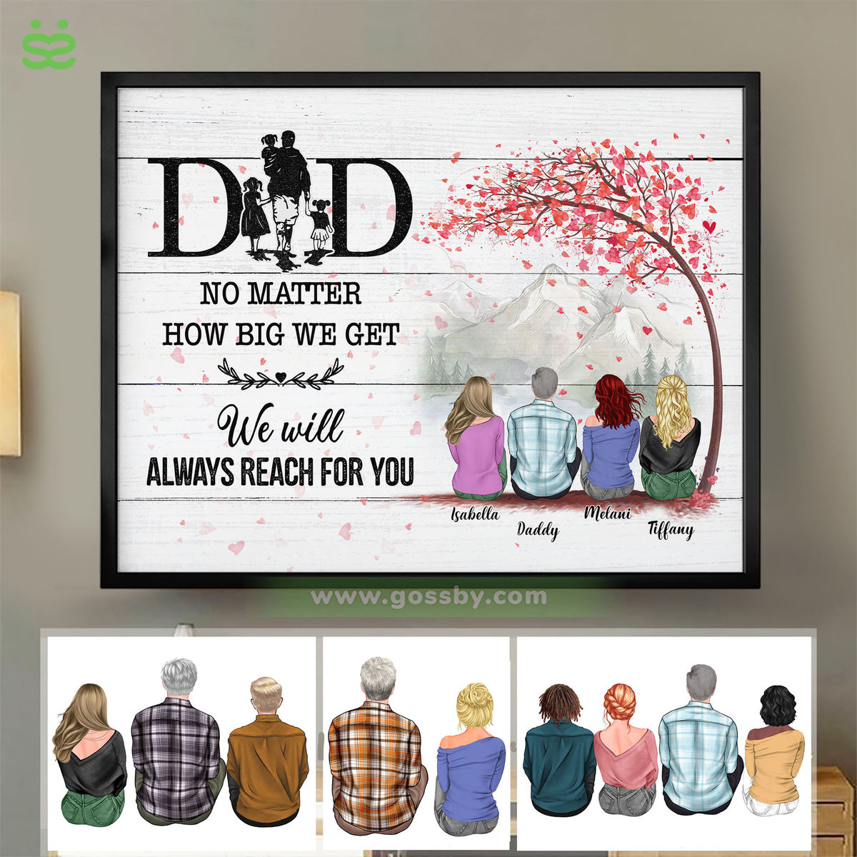 Dad, No matter how big we get. We will always reach for you - White Wooden Poster - 3D