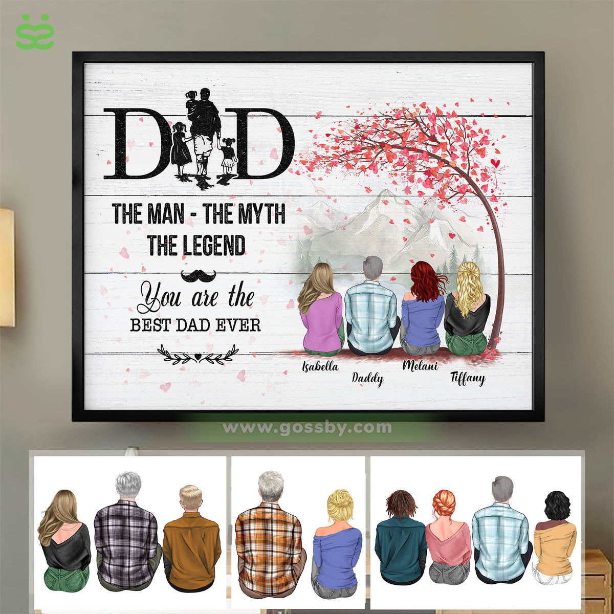 Personalized Poster - Family - Dad, The Man The Myth The Legend. You are the best Dad ever - White Wooden Poster - 3D