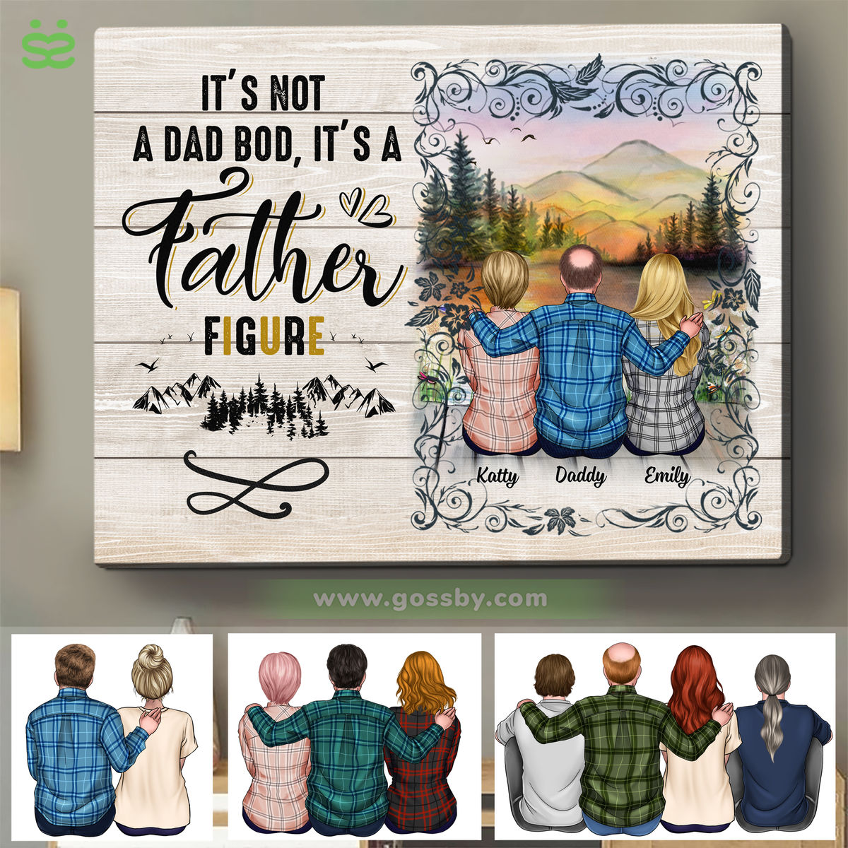 Personalized Wrapped Canvas - Father & Children (SG) - It's not a Dad Bod, it's a Father Figure - 2D
