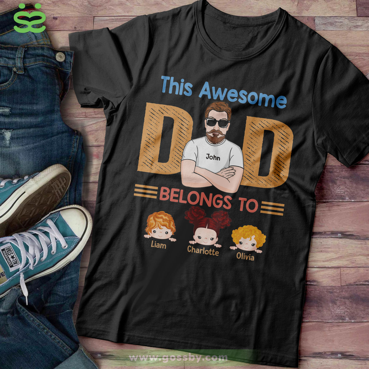 Family - This Awesome Dad Belongs To | Personalized T-shirt_2