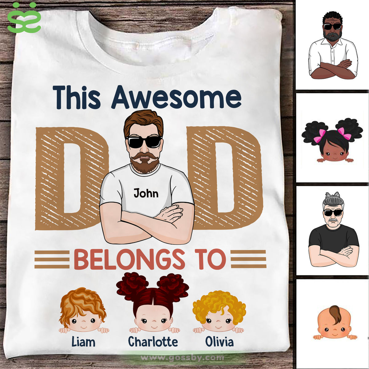 Personalized Family T-shirt: This Awesome Dad Belongs To - Ver 2