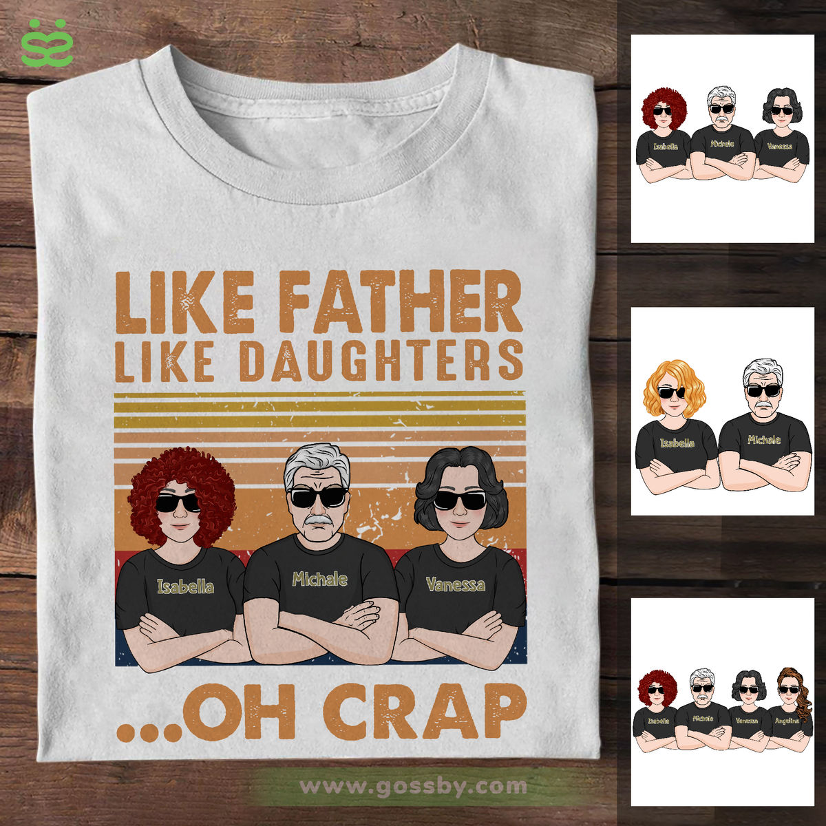 Personalized Shirt - Father and Daughters - Like Father Like Daughters ... Oh Crap - 2D - White Shirt Ver 1