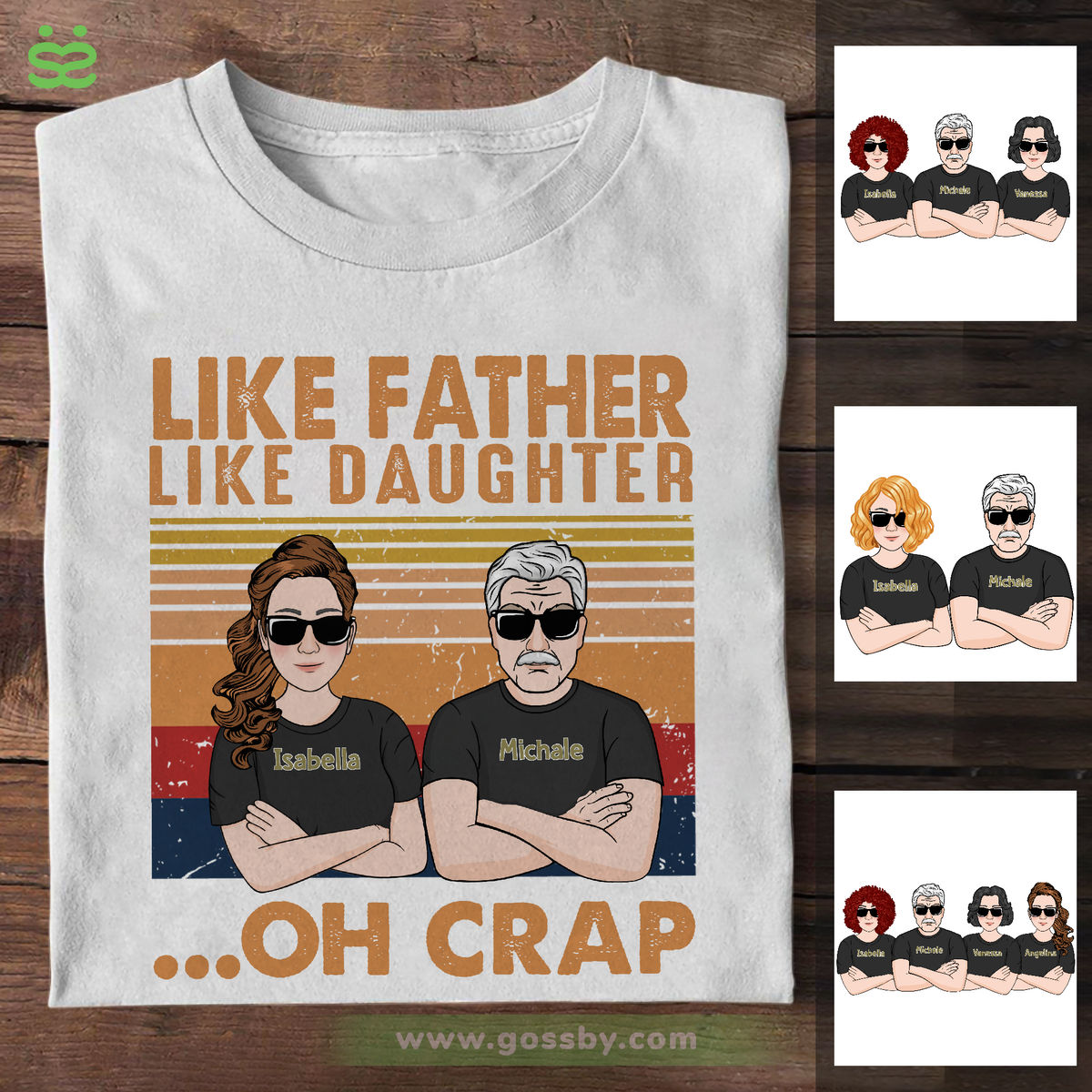 Personalized Shirt - Father and Daughters - Like Father Like Daughter ... Oh Crap - 1D - White Shirt Ver 1