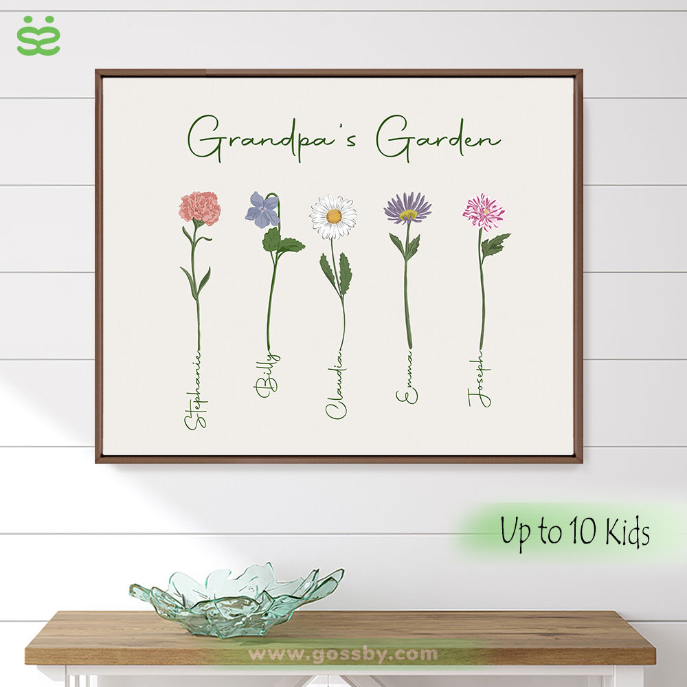 Personalized Poster - Flower Family - Grandpa's Garden - CUSTOM YOUR OWN TITLE - Up to 10 Members_1