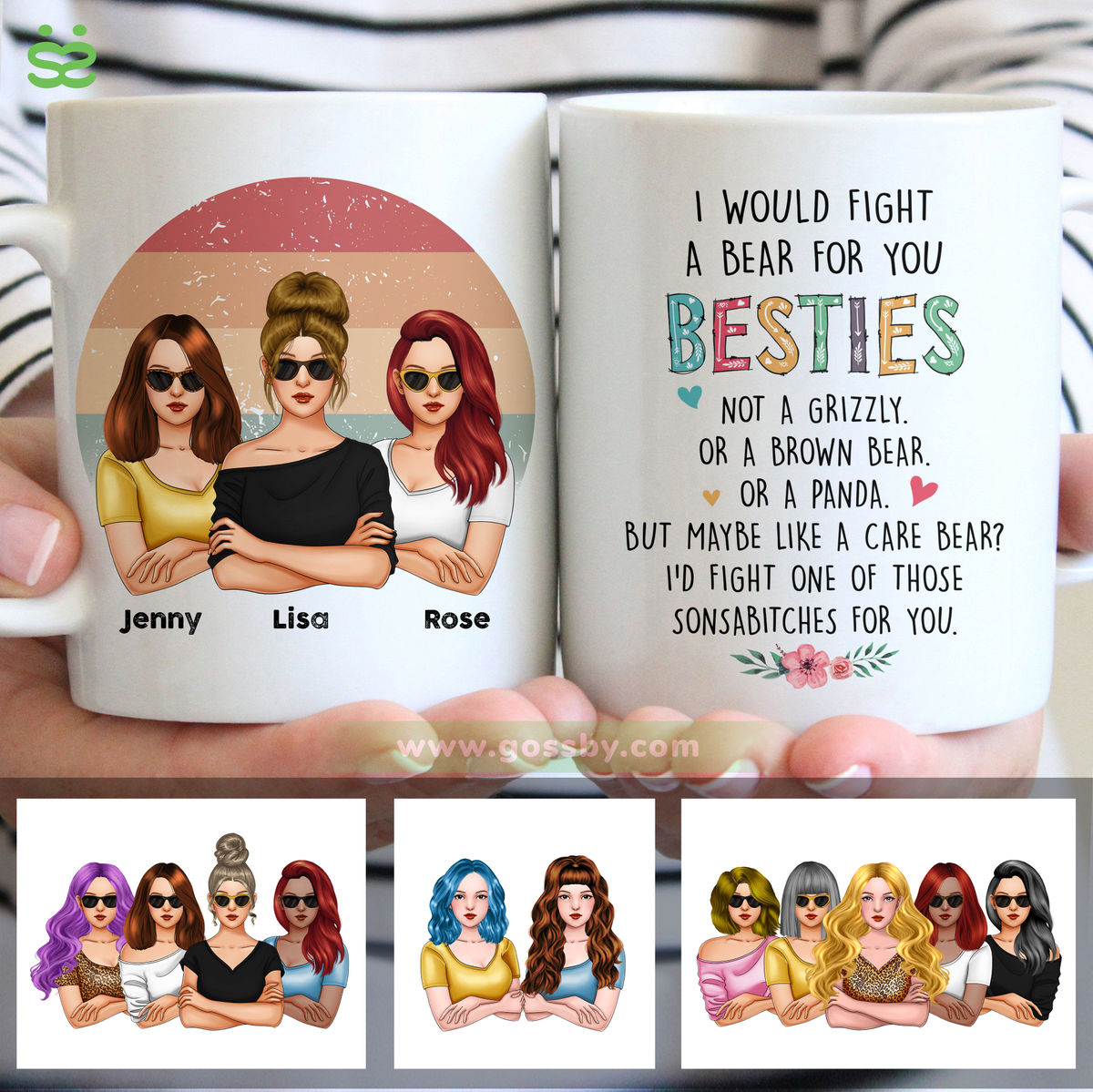 Personalized Mug - Friends - I Would Fight A Bear For You Besties (V3)