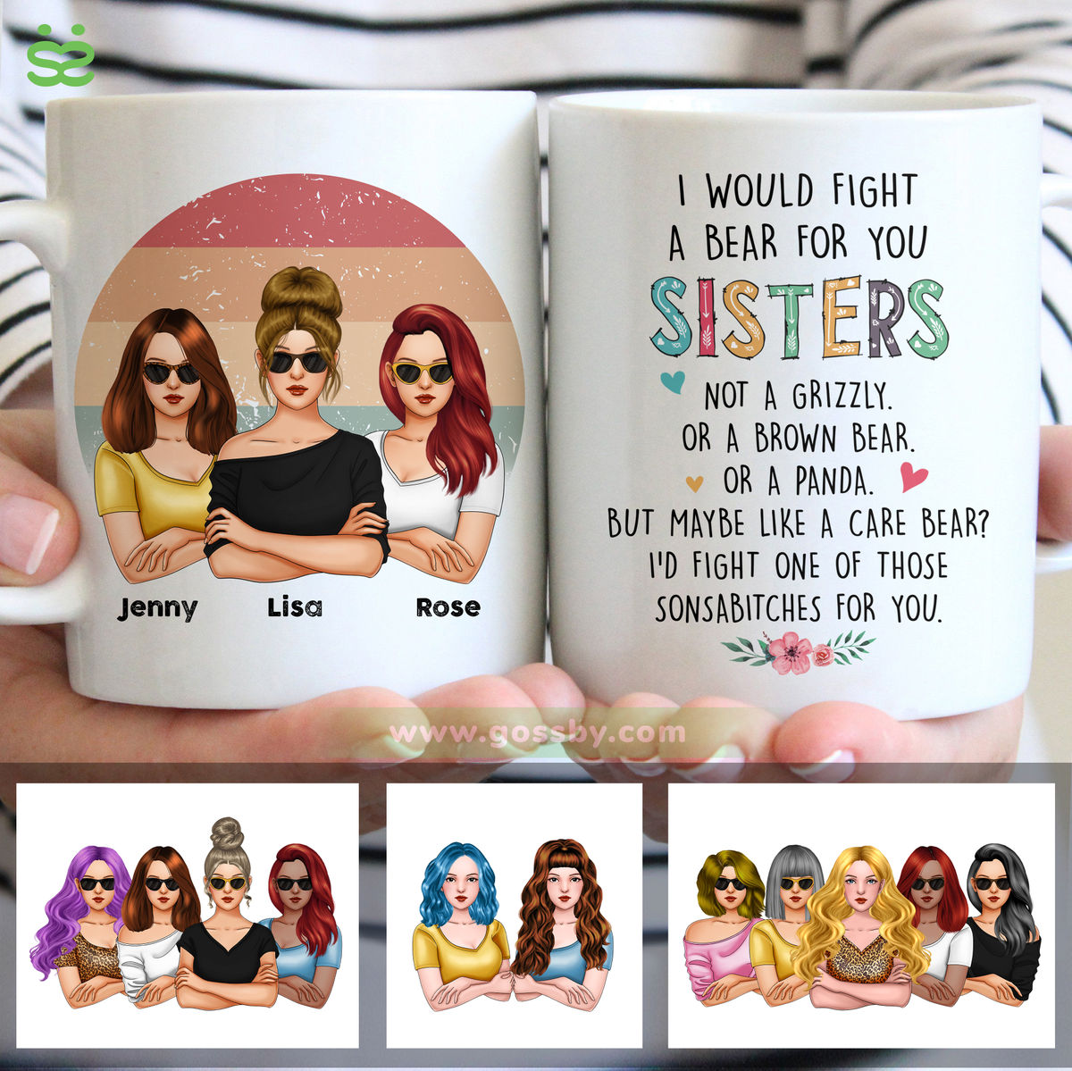 Personalized Mug - Sisters - I Would Fight A Bear For You Sisters (V3)