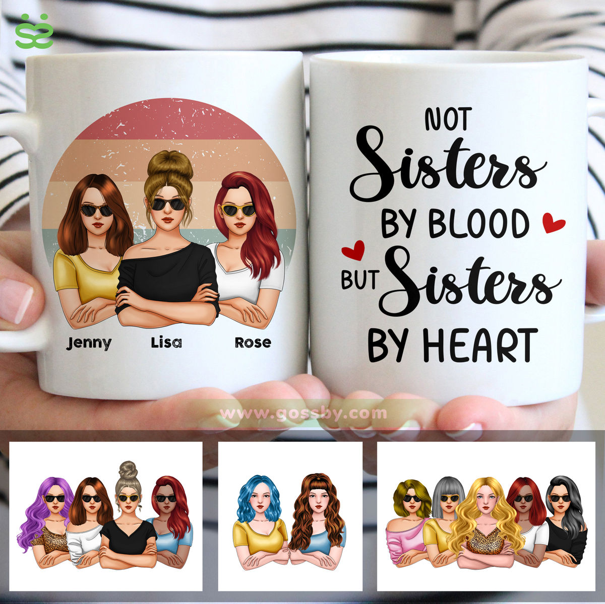 Personalized Mug - Friends - Not Sisters By Blood But Sisters By Heart (V3)