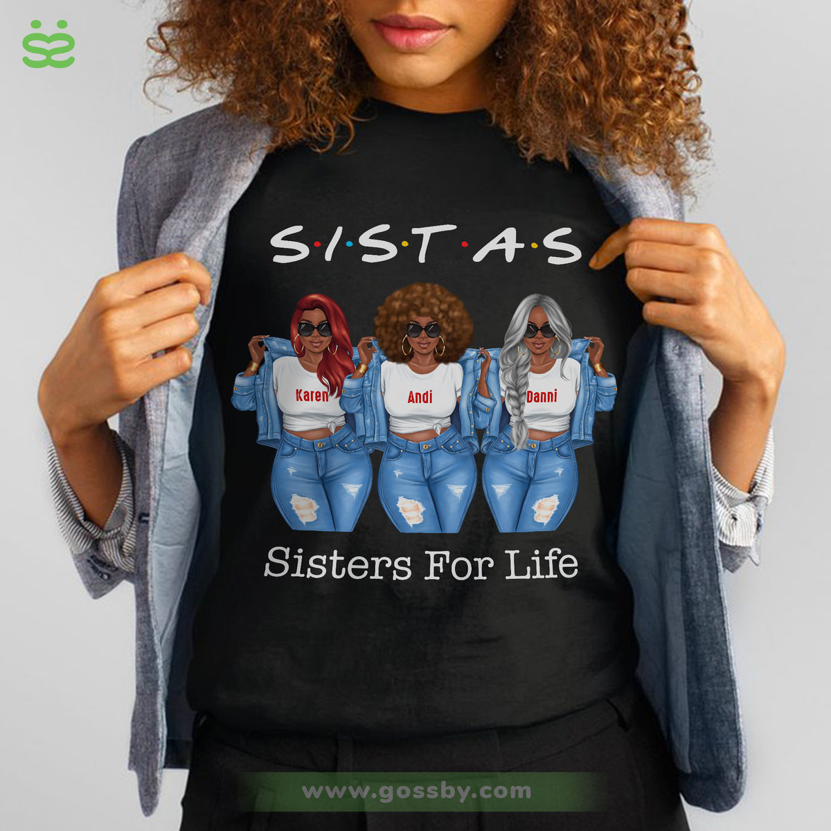 African Friends - Sistas Sisters For Life (black) | Personalized T-Shirt_1