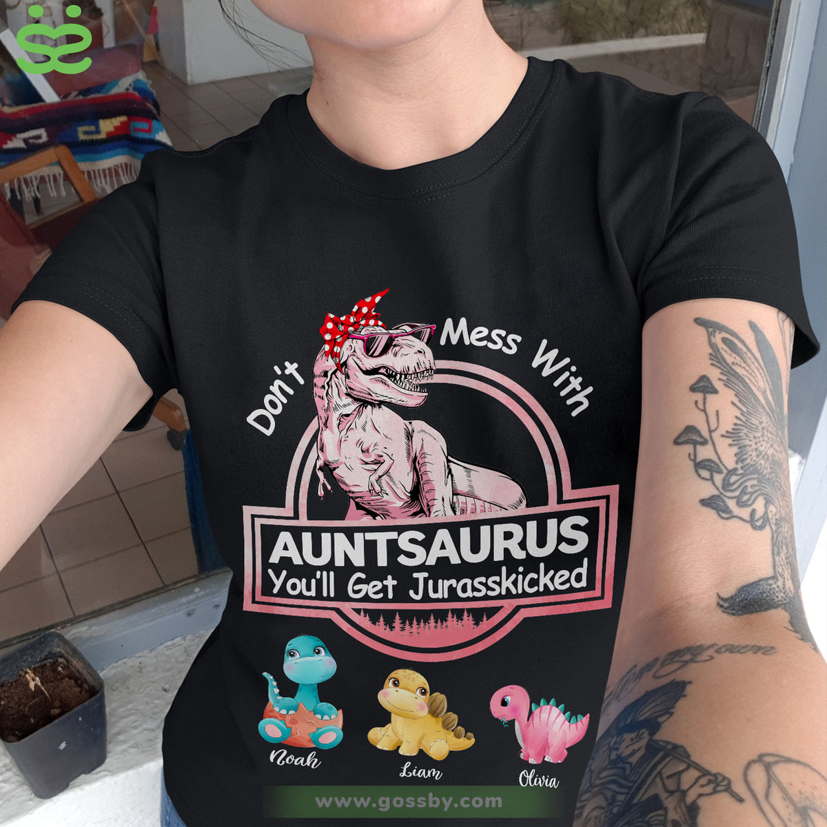 Personalized Shirt - Family - Don't Mess With Auntsaurus - Mother's Day Gifts, Gifts For Mother, Grandma, Nana, Aunt_1