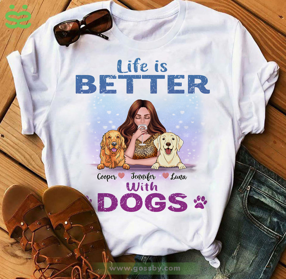 Girl and Dogs - Life Is Better With Dogs - Personalized Shirt_2