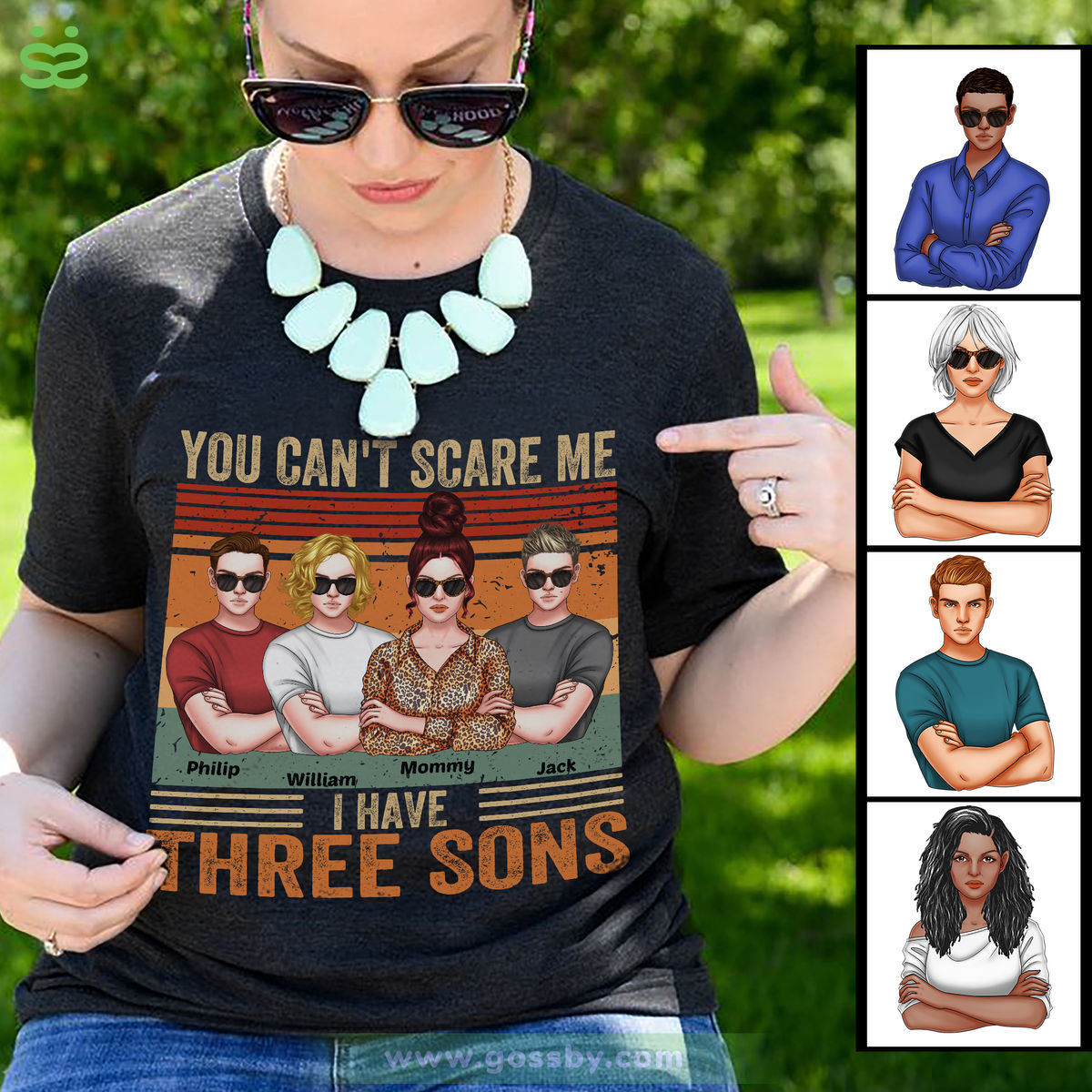 Family - You Can't Scare Me I Have Three Sons (Black) | Personalized T-shirt