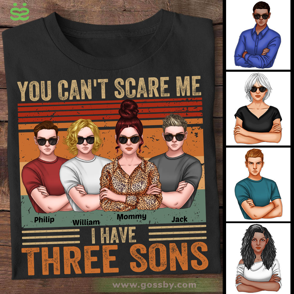 Family - You Can't Scare Me I Have Three Sons (Black) | Personalized T-shirt_1