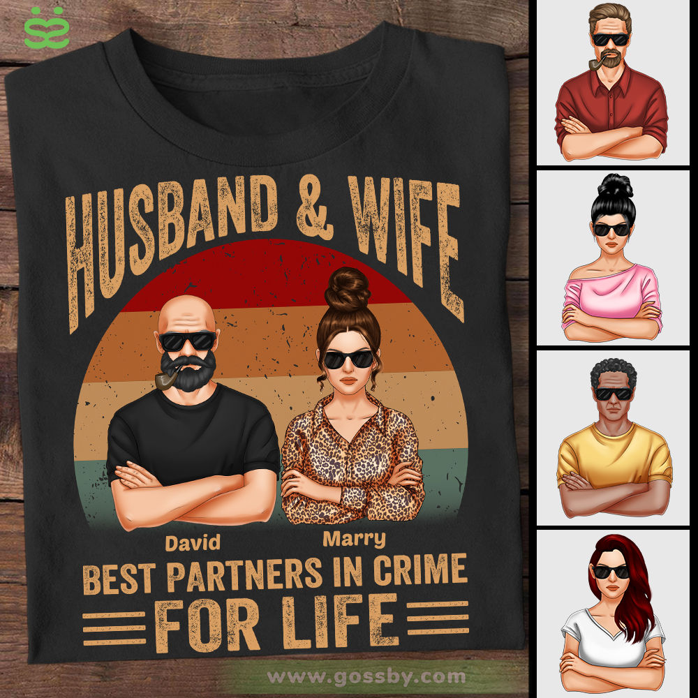 Personalized Shirt - Family - Husband & Wife Best Partners In Crime For Life