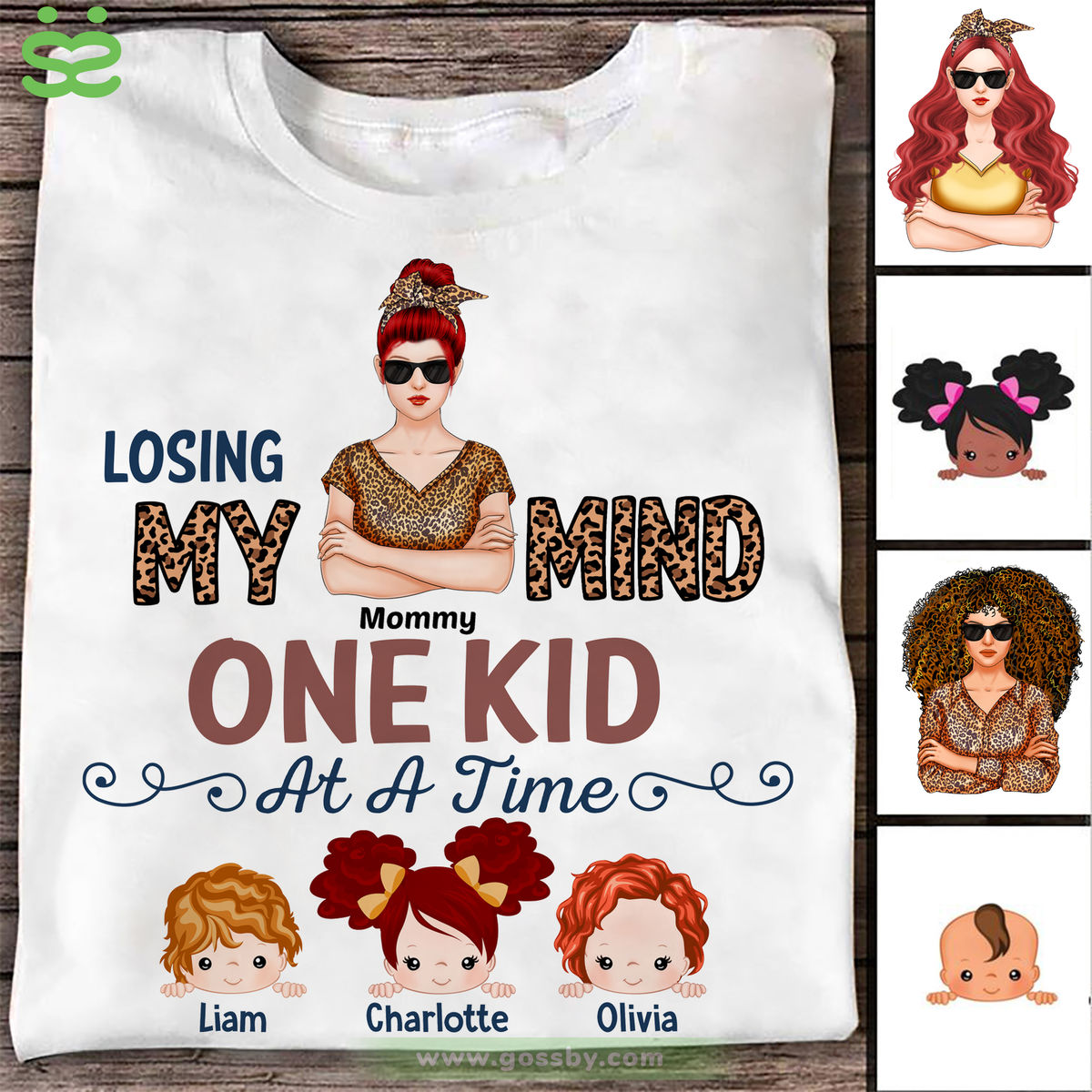 Personalized Shirt - Family - Losing My Mind One Kid At A Time - Mother's Day Gifts, Gifts For Mother, Birthday Gift For Mom