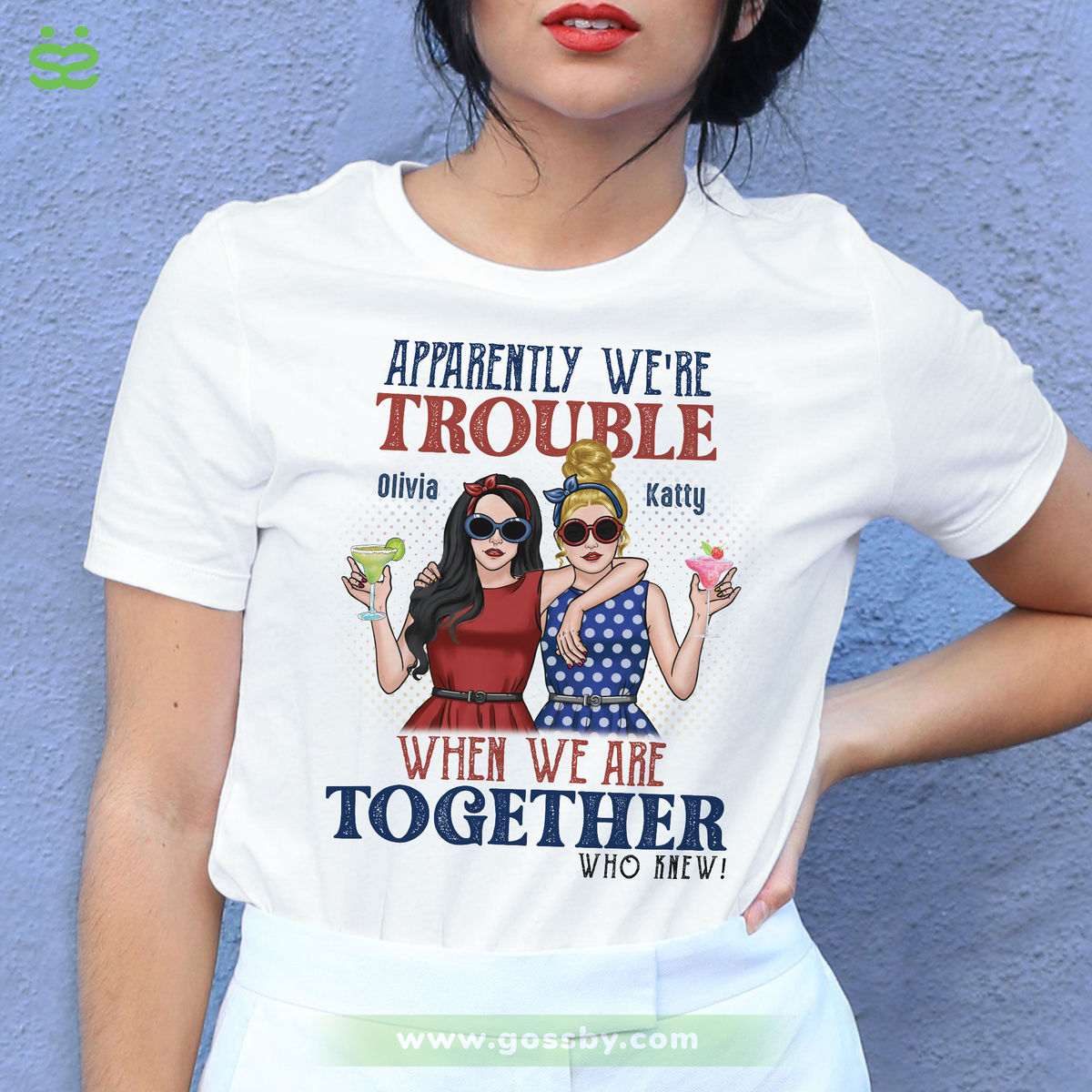 Vintage Besties - Apparently We're Trouble When We Are Together Who Knew - Personalized Shirt_1