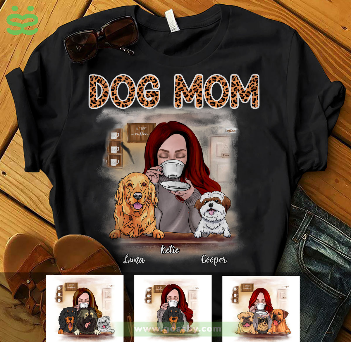 Personalized Shirt - Girl and Dogs - Dog Mom - Ver 2_1