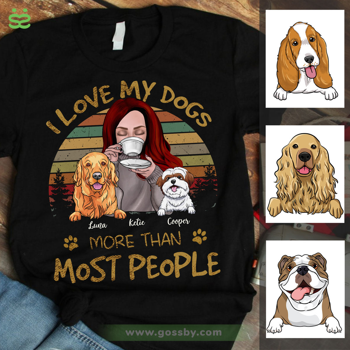 Personalized Shirt - Girl and Dogs - I Love My Dogs More Than Most People