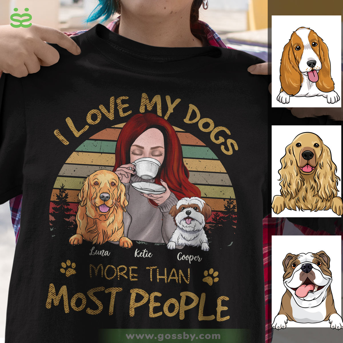 Personalized Shirt - Girl and Dogs - I Love My Dogs More Than Most People_1