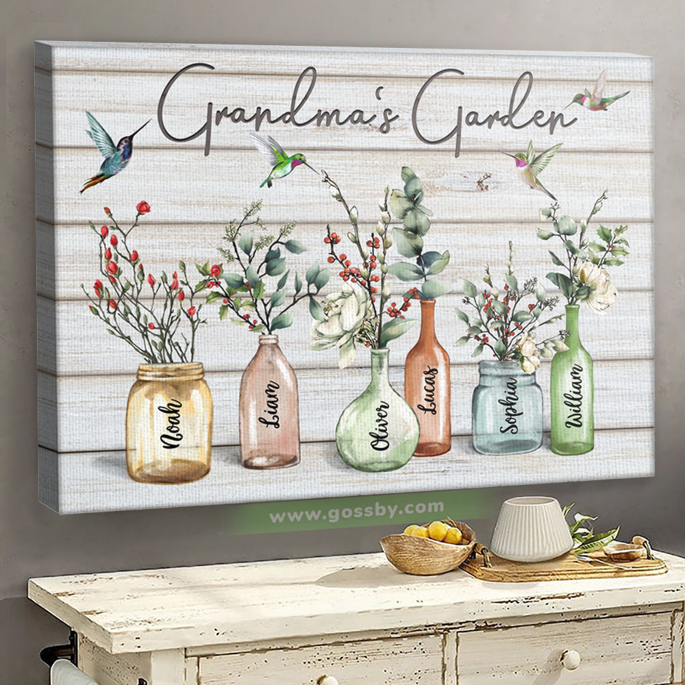 Family - Grandmas Garden Ver 2 - Mother's Day Gift For Grandma - Personalized Wrapped Canvas_1