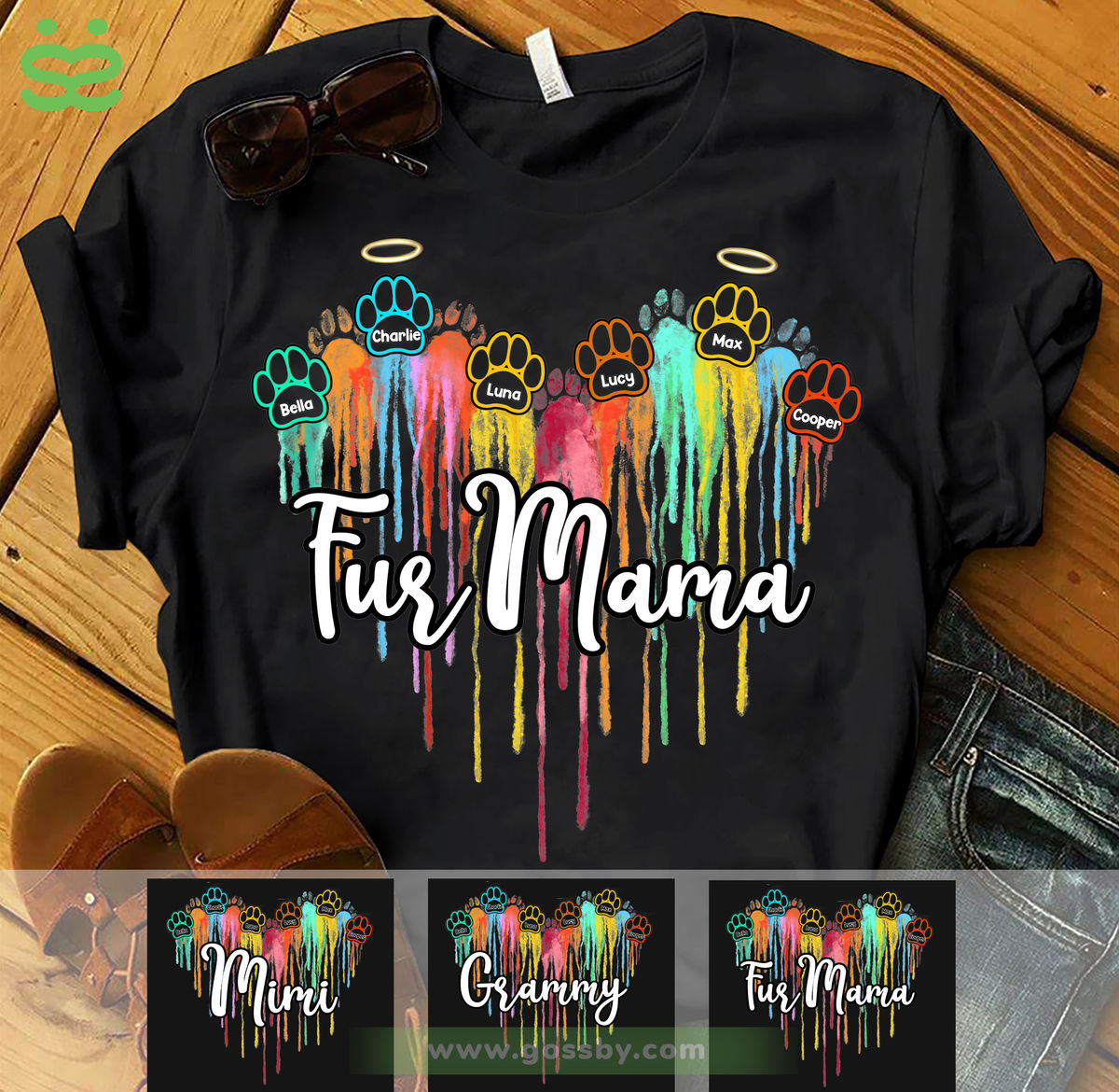 Personalized Shirt - Dog Lovers - Melting Colorful Heart - Fur mama - Mother's Day Gifts, Gifts For Mother, Birthday Gifts For Mom_1